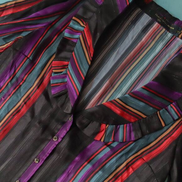 NWOT House of Harlow 1960 x Revolve Black Striped Thin Knit Blouse Size Medium - Picture 2 of 8